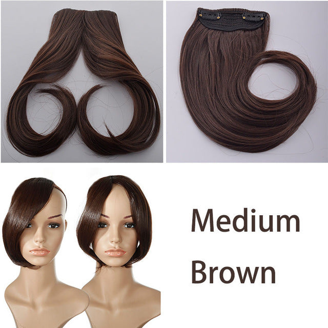 long clip in on front hair bang side fringe hair extension real natural synthetic bangs hair piece