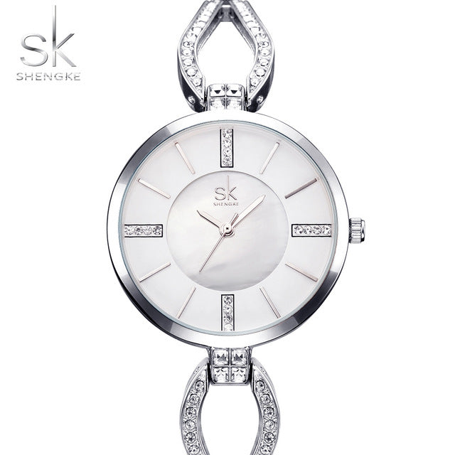luxury brand women watches diamond dial bracelet wristwatch for girl elegant ladies quartz watch female dress watch sk sliver