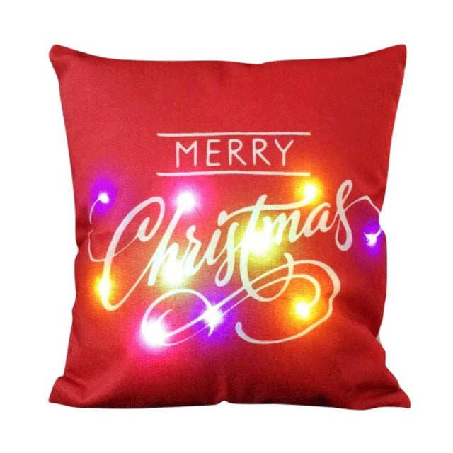 christmas led light cotton linen sofa cushion cover 6
