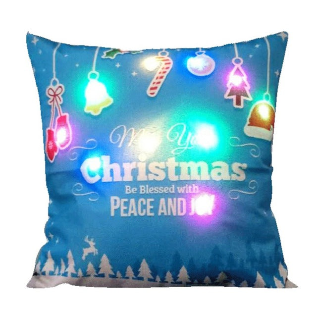 christmas led light cotton linen sofa cushion cover 8