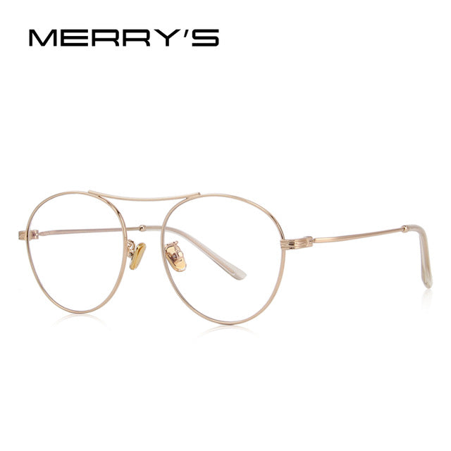 merry's design men/women fashion oval optical frames eyeglasses c06 rose gold