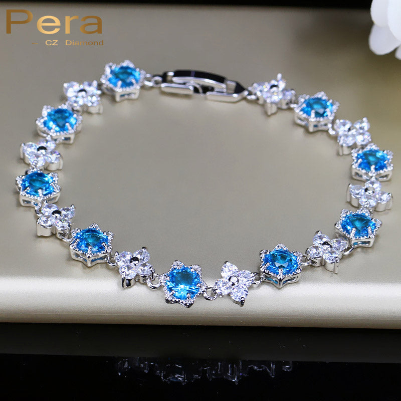 fashion female jewelry star shape light blue austrian crystal stone sterling silver bracelets for women christmas gift