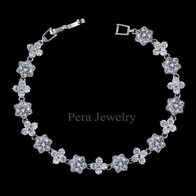 fashion female jewelry star shape light blue austrian crystal stone sterling silver bracelets for women christmas gift white