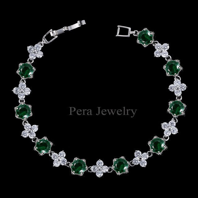 fashion female jewelry star shape light blue austrian crystal stone sterling silver bracelets for women christmas gift emerald green