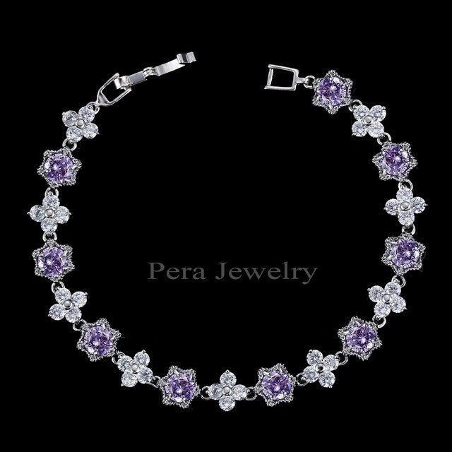 fashion female jewelry star shape light blue austrian crystal stone sterling silver bracelets for women christmas gift purple