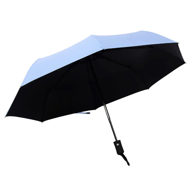 wind resistant folding automatic umbrella windproof travel rain sun umbrellas with auto open close button hogard sky blue