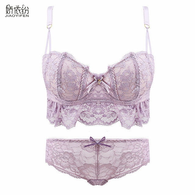 jyf japan women underwear sexy 1/2 cup lace bra set high quality embroidery lingerie young girl push up bra and panty sets