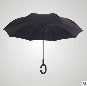 windproof reverse folding double layer inverted umbrella self stand umbrella rain women high quality black