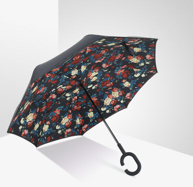 windproof reverse folding double layer inverted umbrella self stand umbrella rain women high quality xiaosuihua