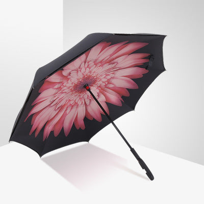 windproof reverse folding double layer inverted umbrella self stand umbrella rain women high quality fenjuhua