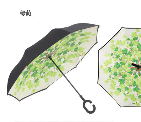 windproof reverse folding double layer inverted umbrella self stand umbrella rain women high quality lvying