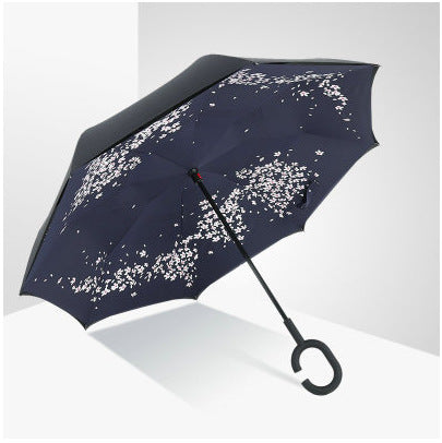 windproof reverse folding double layer inverted umbrella self stand umbrella rain women high quality yinghua
