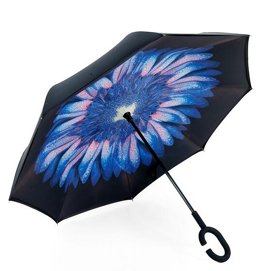 windproof reverse folding double layer inverted umbrella self stand umbrella rain women high quality shuizhu