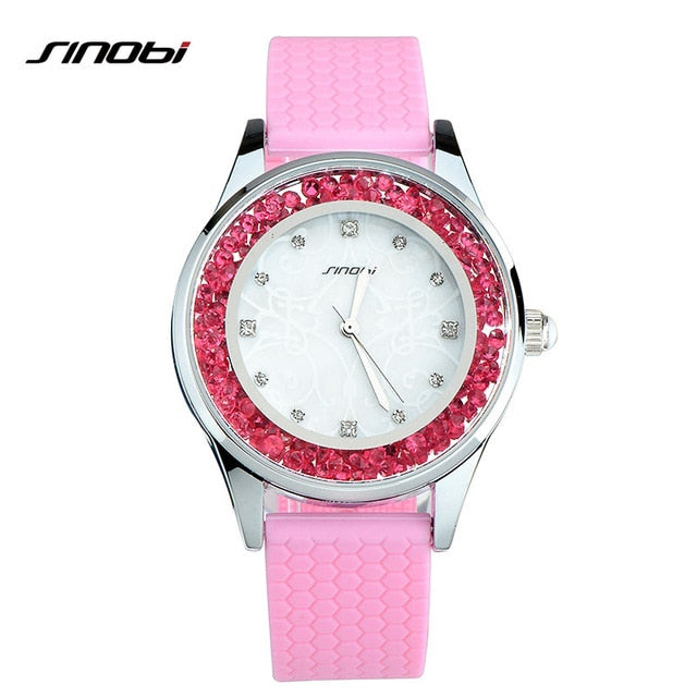fashion women's diamonds wrist watches silicone watchband top luxury brand ladies geneva quartz clock females hours 11s9552l02 / china