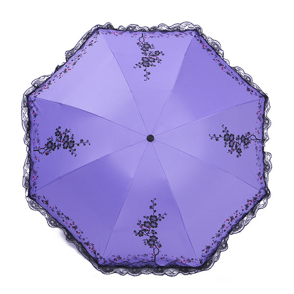 6 colors plum flower blossom parasol lace three folding umbrella uv brand sunny / rain parasol lace sun umbrella rain women purple
