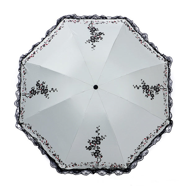 6 colors plum flower blossom parasol lace three folding umbrella uv brand sunny / rain parasol lace sun umbrella rain women creamy white