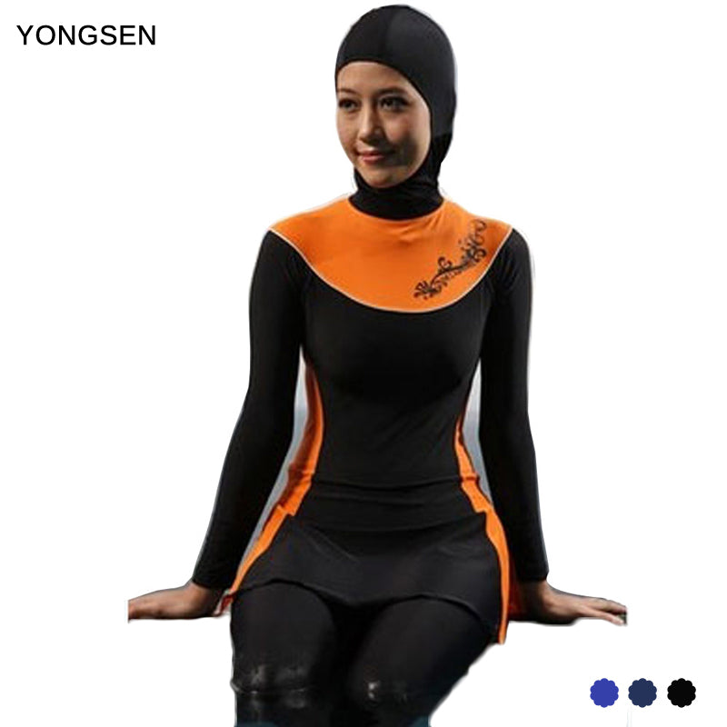 yongse push up long sleeve plus size muslim swimwear modest islamic swim wear baiclothing women full cover swimsuit burkinis