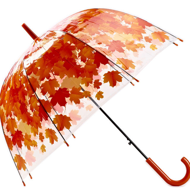 new long handle transparent umbrella creative semi-automatic rainy umbrella women outdoor rain protection mum 8 ribs paraguas 022