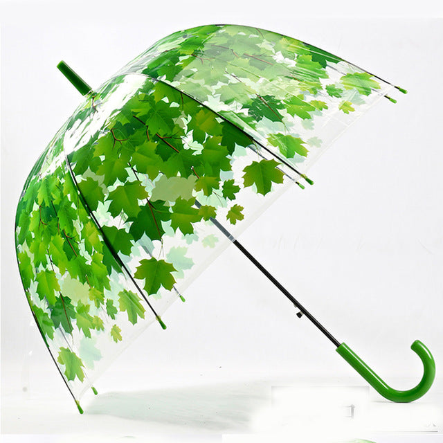 new long handle transparent umbrella creative semi-automatic rainy umbrella women outdoor rain protection mum 8 ribs paraguas 024