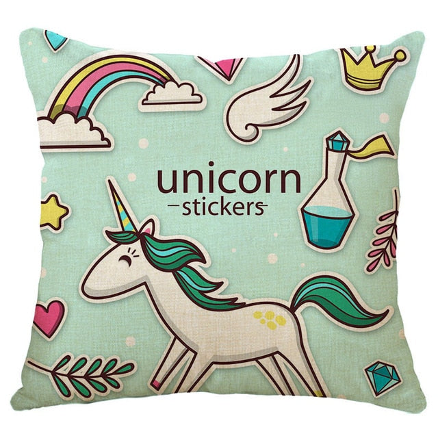 cartoon unicorn animal cushion cover printing  linen decorative pillow case 450mm*450mm / c1