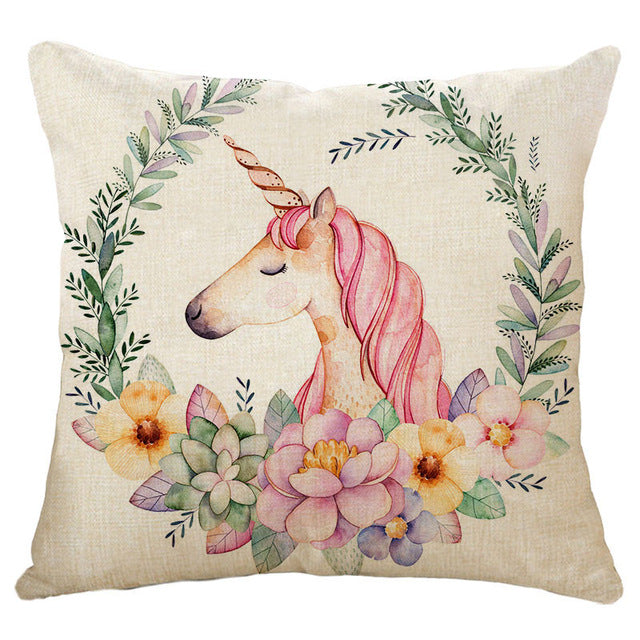 cartoon unicorn animal cushion cover printing  linen decorative pillow case 450mm*450mm / c2