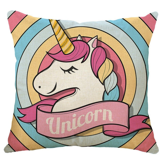 cartoon unicorn animal cushion cover printing  linen decorative pillow case 450mm*450mm / c9