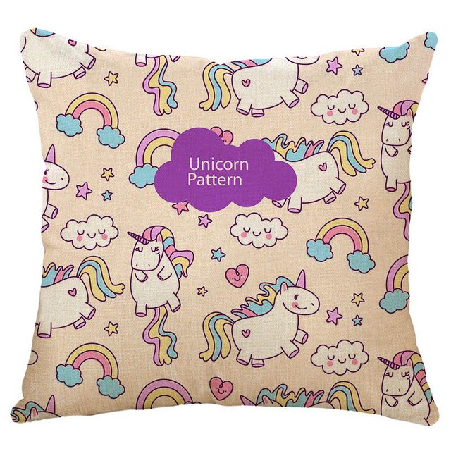cartoon unicorn animal cushion cover printing  linen decorative pillow case 450mm*450mm / c10