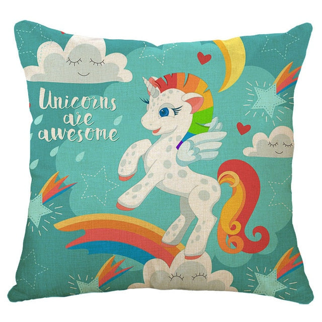 cartoon unicorn animal cushion cover printing  linen decorative pillow case 450mm*450mm / c11