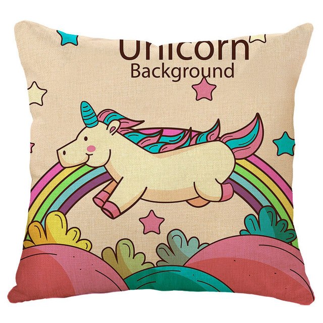 cartoon unicorn animal cushion cover printing  linen decorative pillow case 450mm*450mm / c14
