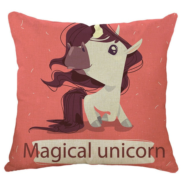 cartoon unicorn animal cushion cover printing  linen decorative pillow case 450mm*450mm / c15