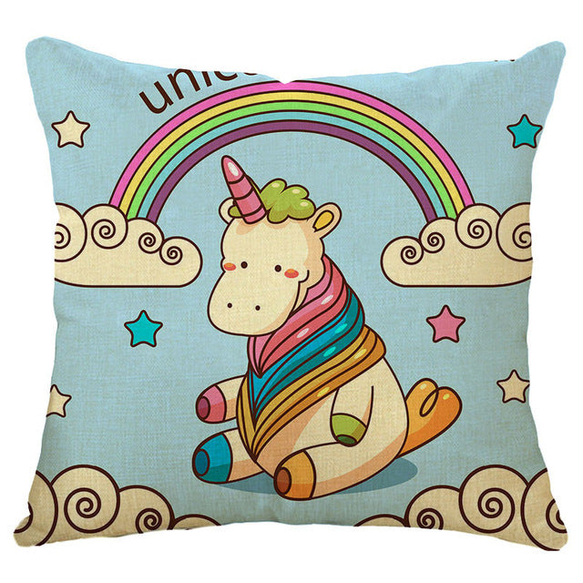 cartoon unicorn animal cushion cover printing  linen decorative pillow case 450mm*450mm / c16