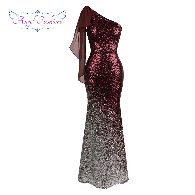 angel-fashions formal dresses contrast color gradient sequin mermaid evening dresses