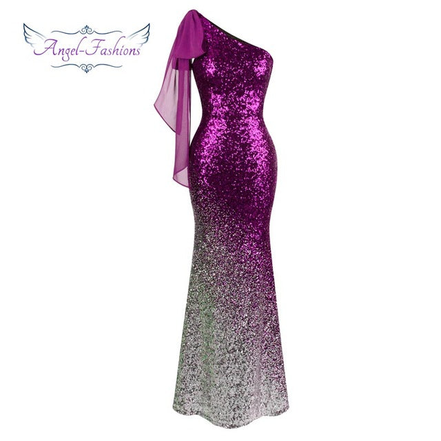 angel-fashions formal dresses contrast color gradient sequin mermaid evening dresses