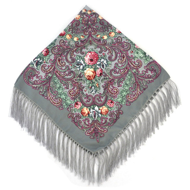 [faithink] new fashion women cotton square wrap scarf shawl lady gift tassel winter floral solid foulard scarves jm34 grey