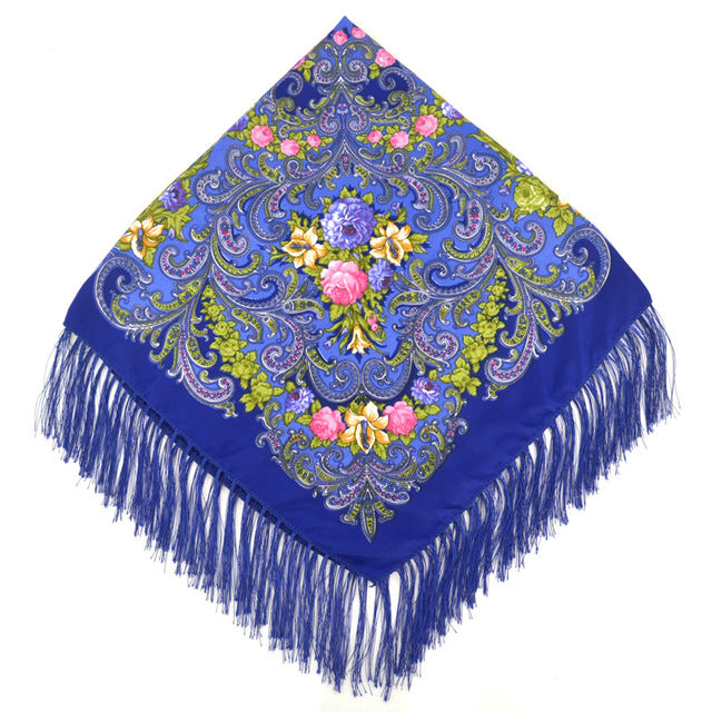 [faithink] new fashion women cotton square wrap scarf shawl lady gift tassel winter floral solid foulard scarves jm34 loyal blue