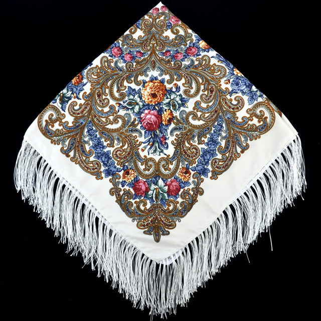 [faithink] new fashion women cotton square wrap scarf shawl lady gift tassel winter floral solid foulard scarves jm34 white blue