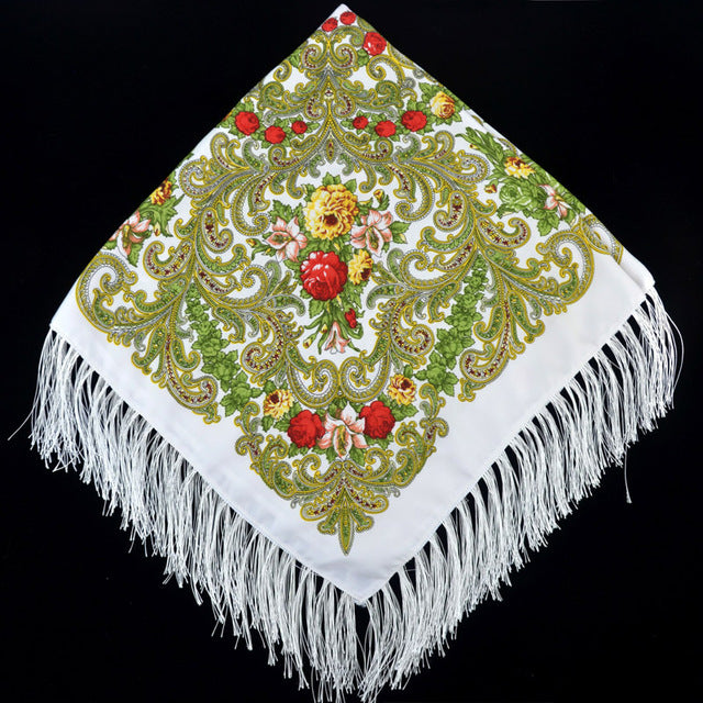 [faithink] new fashion women cotton square wrap scarf shawl lady gift tassel winter floral solid foulard scarves jm34 white green