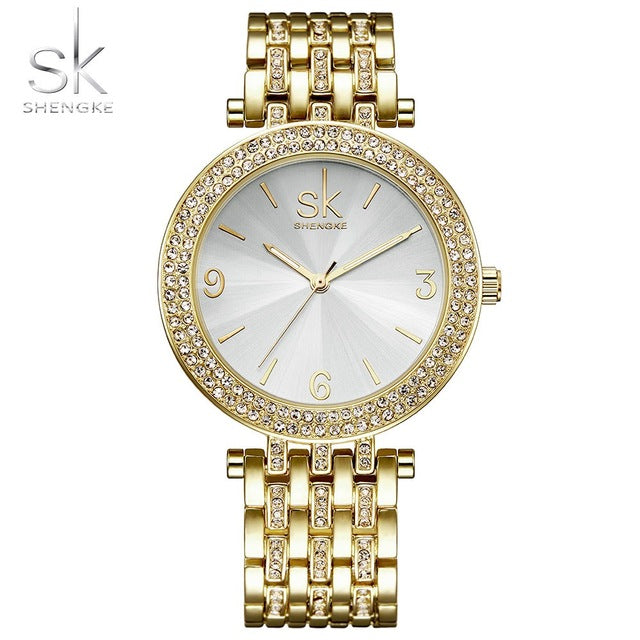 luxury women watch brands crystal sliver dial fashion design bracelet watches ladies womenwrist watches relogio feminino gold