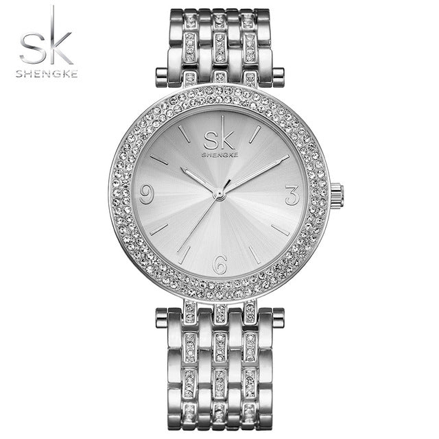luxury women watch brands crystal sliver dial fashion design bracelet watches ladies womenwrist watches relogio feminino sliver
