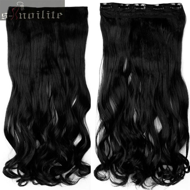 18-28" curly 3/4 full head clip in hair extensions black brown blonde real natural synthetic one piece for human
