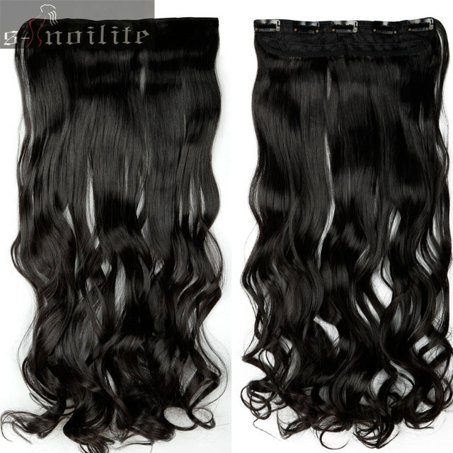 18-28" curly 3/4 full head clip in hair extensions black brown blonde real natural synthetic one piece for human