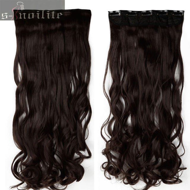 18-28" curly 3/4 full head clip in hair extensions black brown blonde real natural synthetic one piece for human