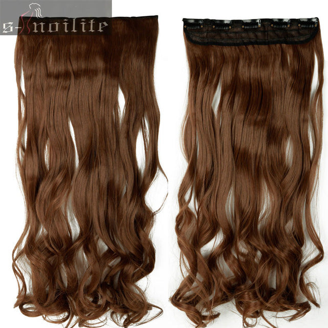 18-28" curly 3/4 full head clip in hair extensions black brown blonde real natural synthetic one piece for human