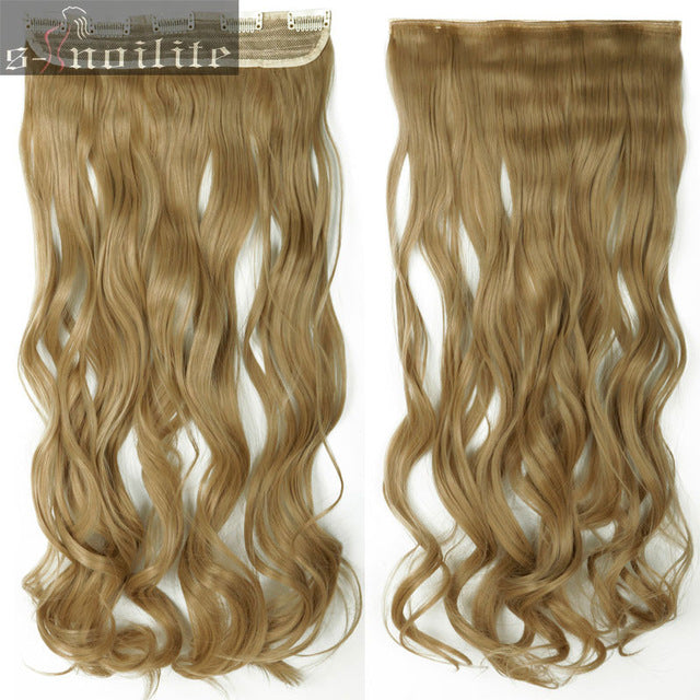 18-28" curly 3/4 full head clip in hair extensions black brown blonde real natural synthetic one piece for human