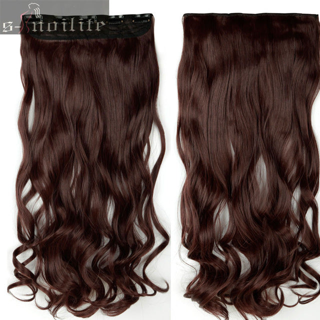 18-28" curly 3/4 full head clip in hair extensions black brown blonde real natural synthetic one piece for human