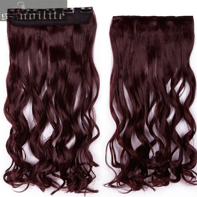 18-28" curly 3/4 full head clip in hair extensions black brown blonde real natural synthetic one piece for human