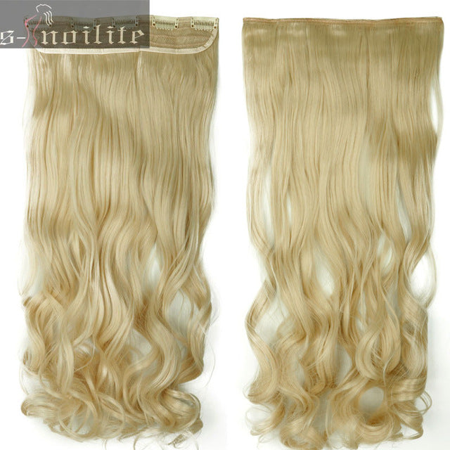 18-28" curly 3/4 full head clip in hair extensions black brown blonde real natural synthetic one piece for human