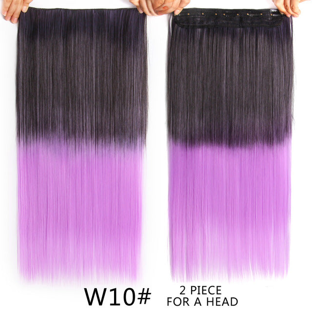 alileader 22" 120g long straight hair extension black artificial false synthetic hairpiece purple 26 colors available ombre clip t27/30/4 / 22inches