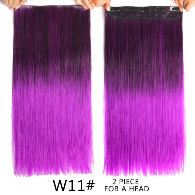 alileader 22" 120g long straight hair extension black artificial false synthetic hairpiece purple 26 colors available ombre clip #35 / 22inches