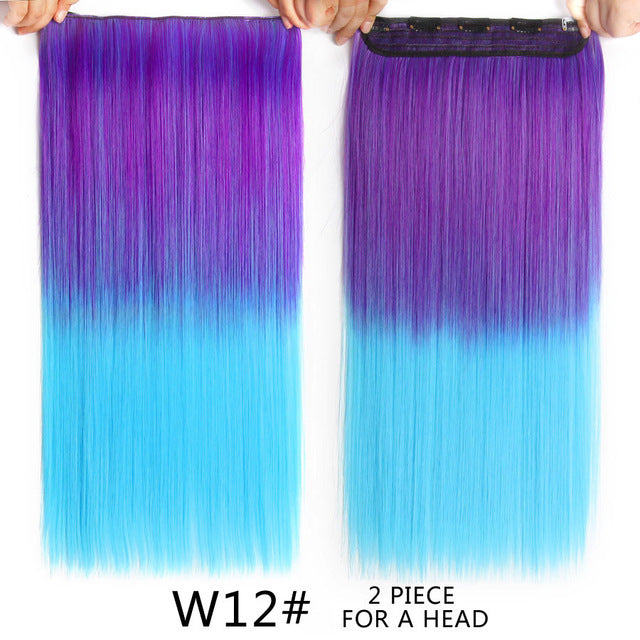alileader 22" 120g long straight hair extension black artificial false synthetic hairpiece purple 26 colors available ombre clip #144 / 22inches